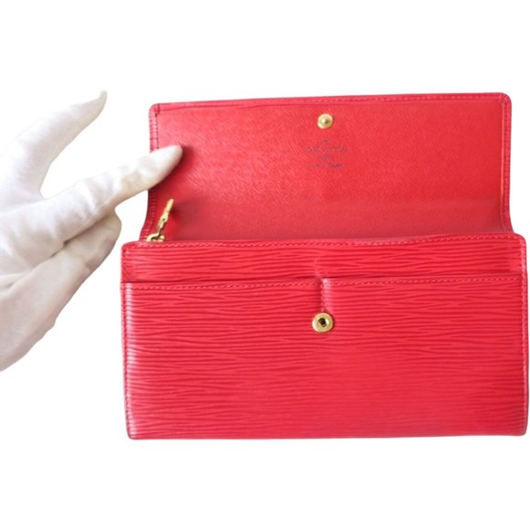 409099F V Louis Vuitton Wallet Long Sarah Bifold Red Epi - Picture 4 of 11